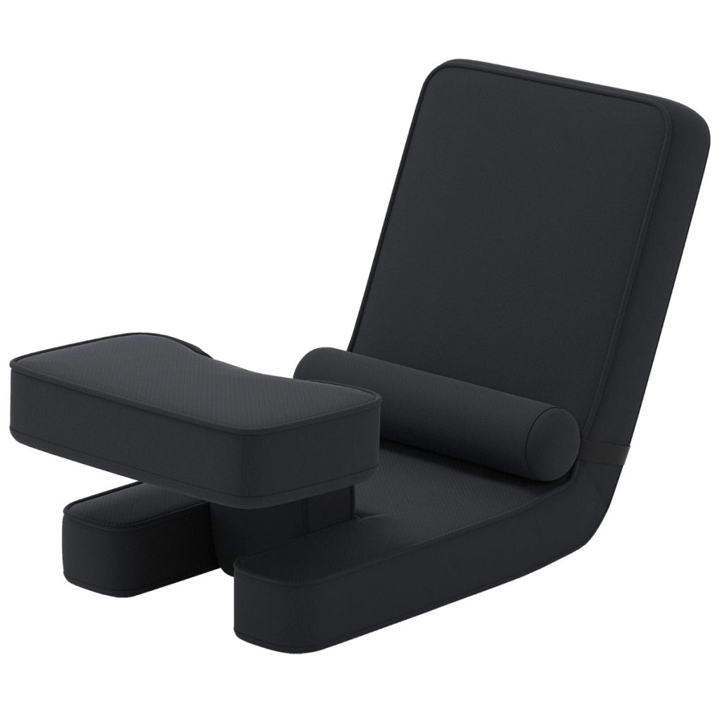 Divano letto pieghevole 84 x 50 x 67 cm con schienale e poggiapiedi regolabili stile moderno tessuto nero 20_0017899