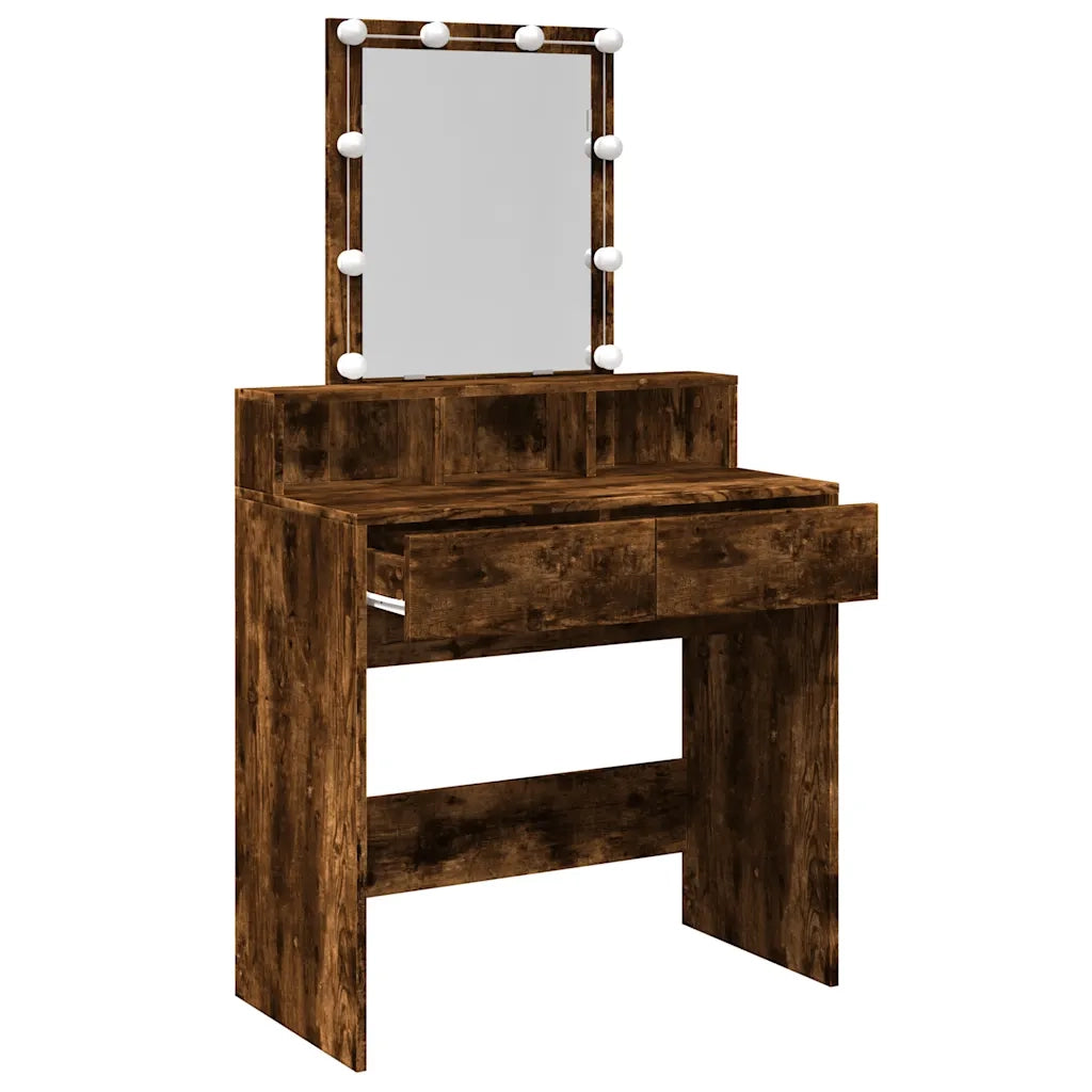 Toeletta | Tavolo da Trucco con LED Rovere Fumo 80x41x144,5 cm