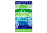 Telo Mare Jacquard Spugna Asciugamano Spiaggia Disegno Flamingo Family - Telo Mare - Verde
