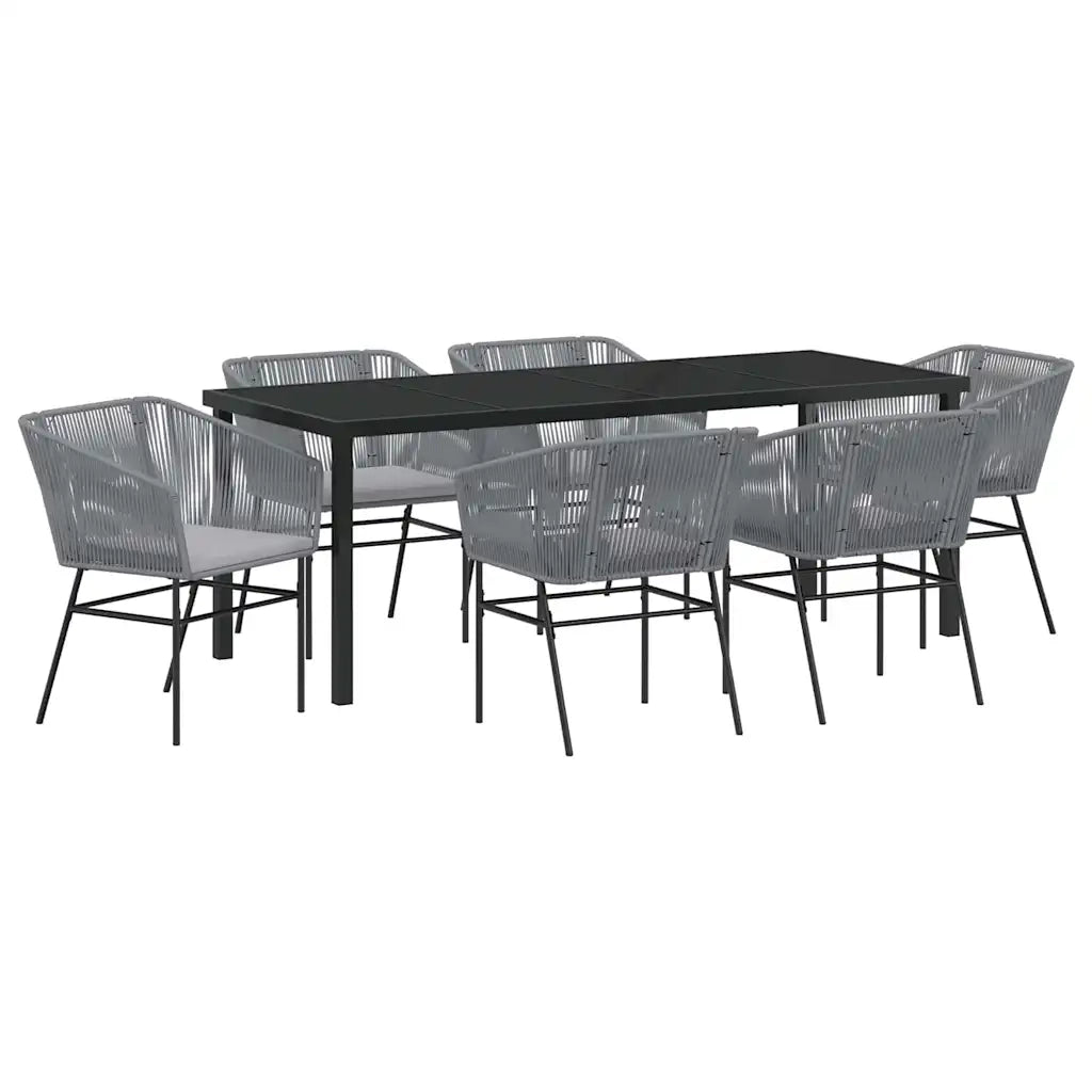 Set da Pranzo per Giardino con cuscino 7 pcs Grigio 3380937