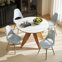 Set 2 Sedie da Pranzo in Stile Nordico con Schienale Curvato in Plastica e Legno Grigio