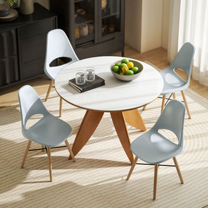 Set 2 Sedie da Pranzo in Stile Nordico con Schienale Curvato in Plastica e Legno Grigio