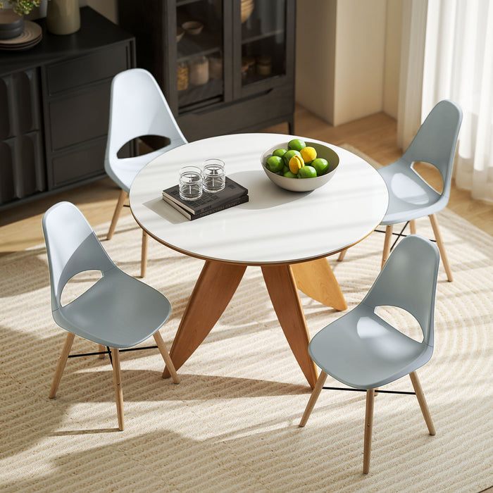 Set 2 Sedie da Pranzo in Stile Nordico con Schienale Curvato in Plastica e Legno Grigio