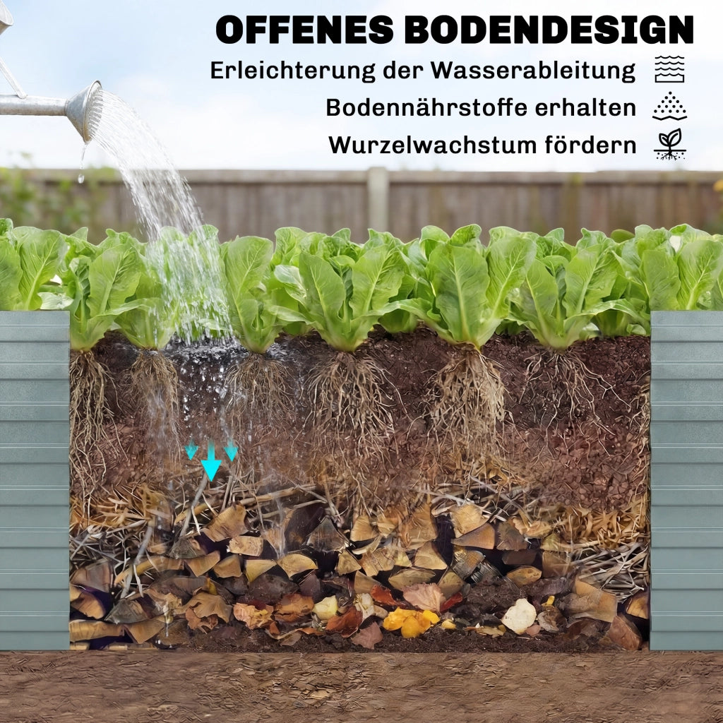 Set 2 Fioriere Rialzate Zincate 180x90x60cm ¨C Xylo ¨C Metallo Argento Giardino Esterno