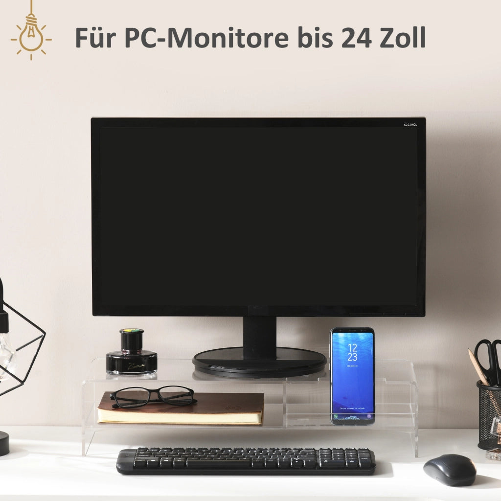Supporto Monitor con Ripiano Tastiera ¨C Xylo ¨C Acrilico Trasparente 50x19x12cm