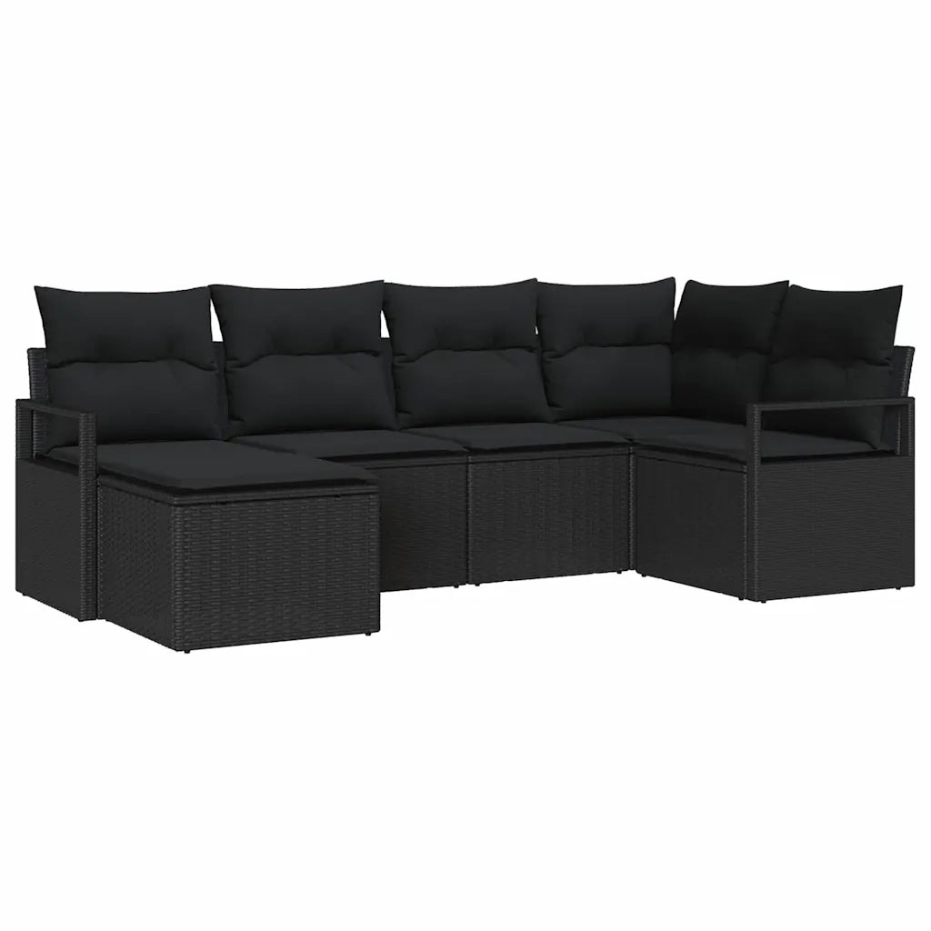 Set di divani con cuscino 6 pcs Nero polyrattan 3346453