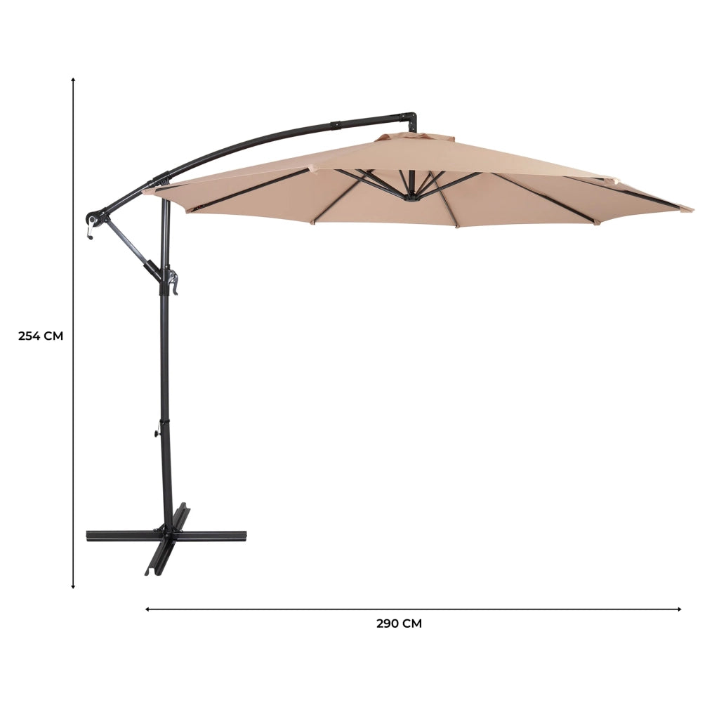 Ombrellone Decentrato 3m Beige Banana da Giardino con Manovella