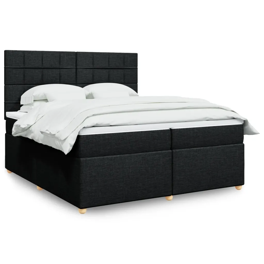 Giroletto a Molle con Materasso Nero 200x200 cm in Tessuto
