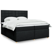 Giroletto a Molle con Materasso Nero 200x200 cm in Tessuto