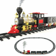 Trade Shop - Pista Trenino Giocattolo Bambini Treno Locomotiva Con Fumo Luce Suoni E 3 Vagoni -