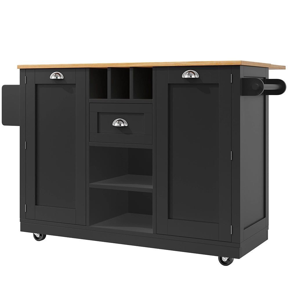 Isola cucina - Xylo - con piano tavolo porta-tovaglioli nero