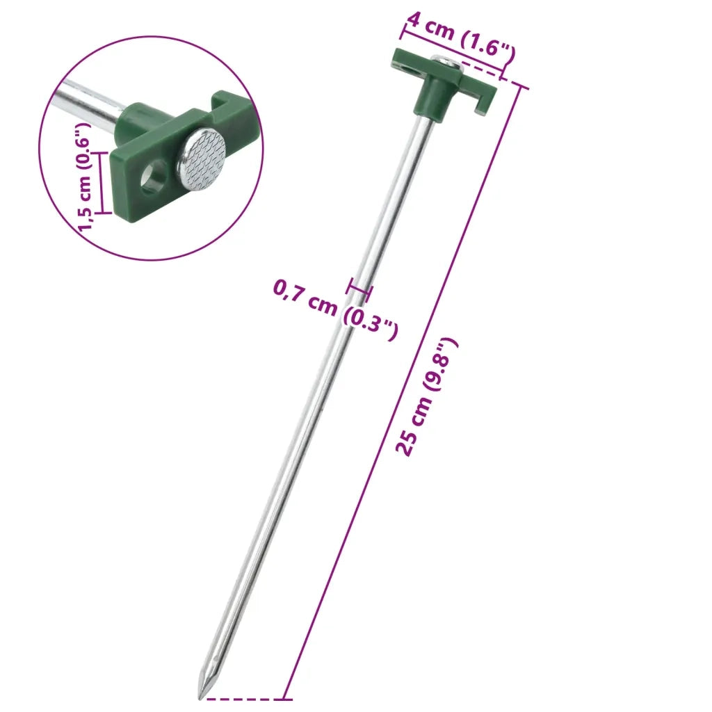 vidaXL Picchetti per Tenda 24 pz 25 cm 7 mm in Acciaio Zincato e PP