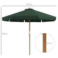 Ombrellone da Giardino con Doppio Tettuccio, in Bambù e Poliestere, Ø325x250 cm, Verde
