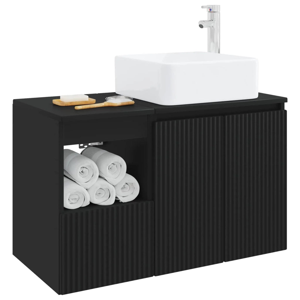 Set di mobili per il bagno 2 pz Nero Legno ingegnerizzato 3404065