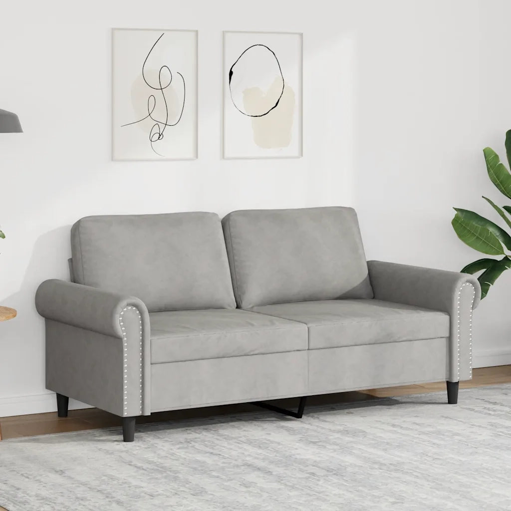 Divano a 2 Posti Grigio Chiaro 140 cm in Velluto 359529