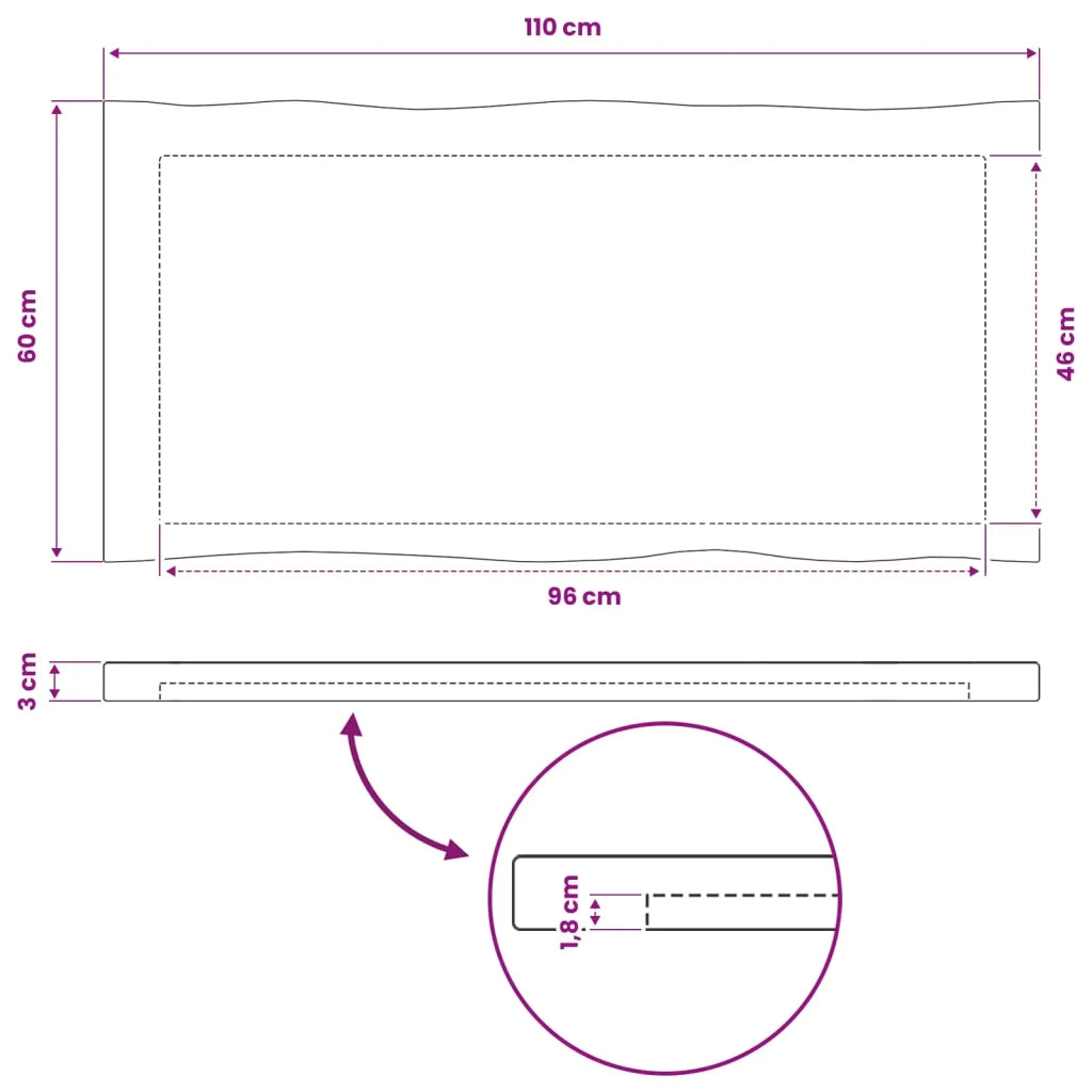 Piano del Tavolo Rettangolare 90 x 50 x 3,5 cm Rettangolare 938621