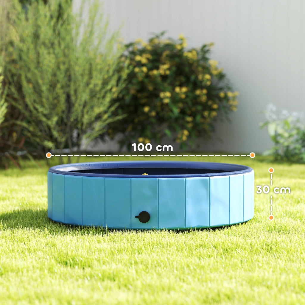 Piscina per cani pieghevole ¨C zephmum ¨C PVC antiscivolo ?100x30 cm blu chiaro