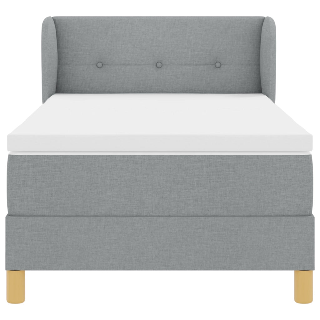 Letto a Box Spring  con Materasso Grigio Chiaro, 100x200 cm in Tessuto