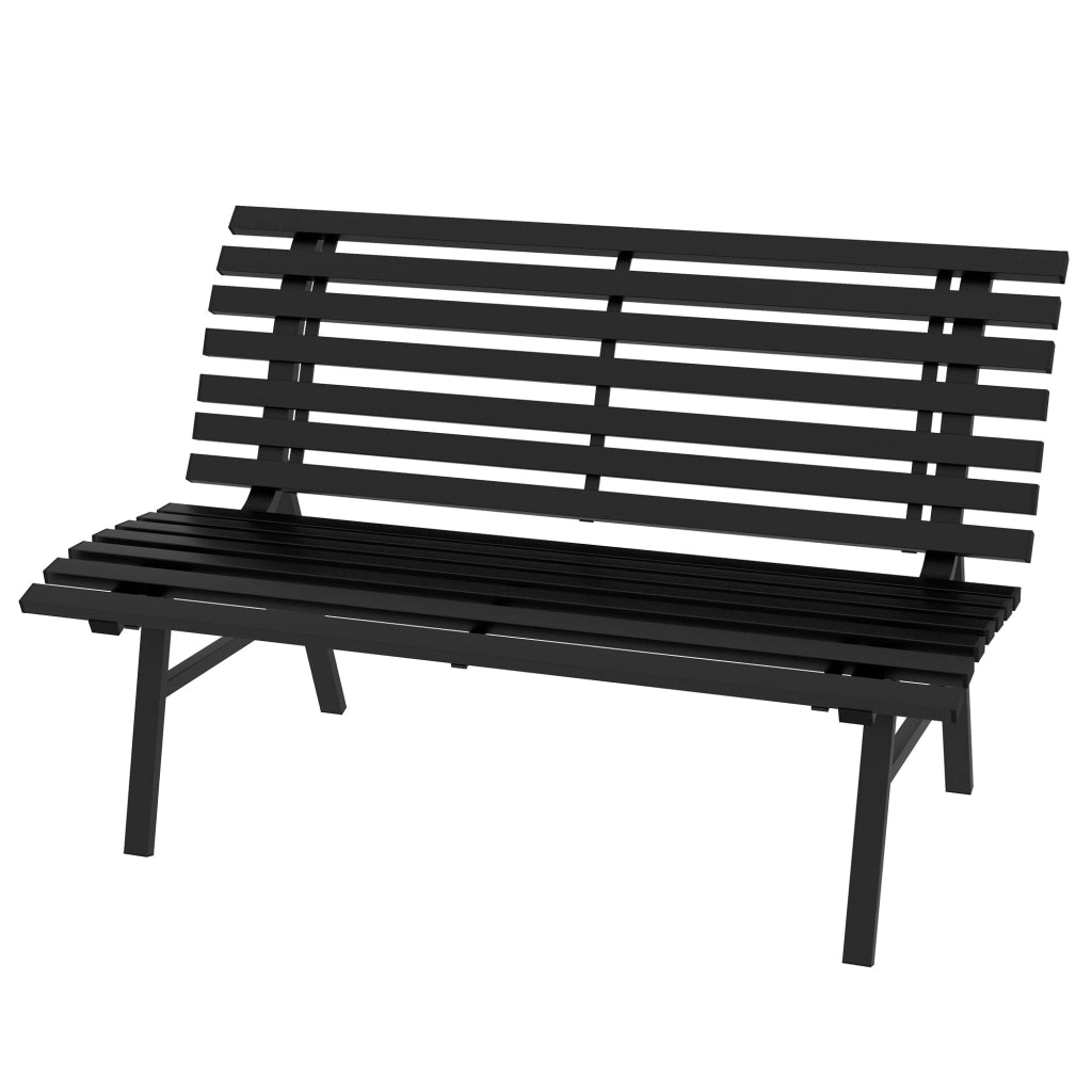 Panchina da Esterno in Alluminio a 2 Posti a Doghe, 123x67x79cm, Nero