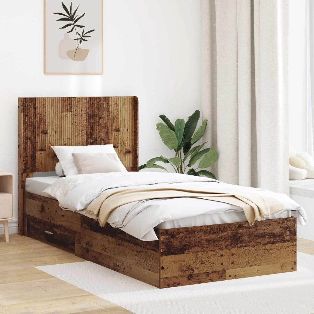 Struttura del letto con stoccaggio e testata Legno antico 3414147