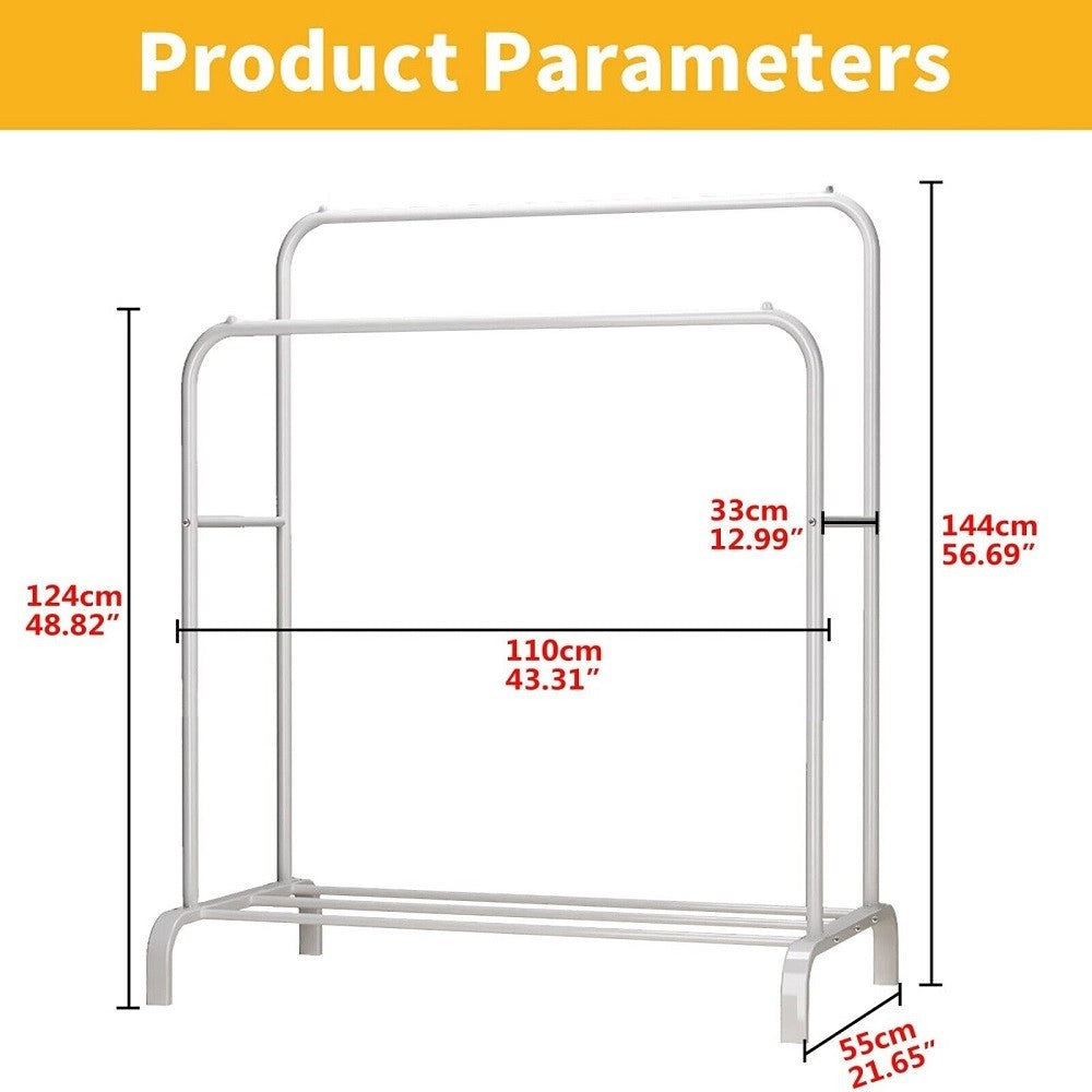 Trade Shop - Stand Appendiabiti Da Terra Attaccapanni Abiti 150 X 110 X 57mm Doppio Tw608 -