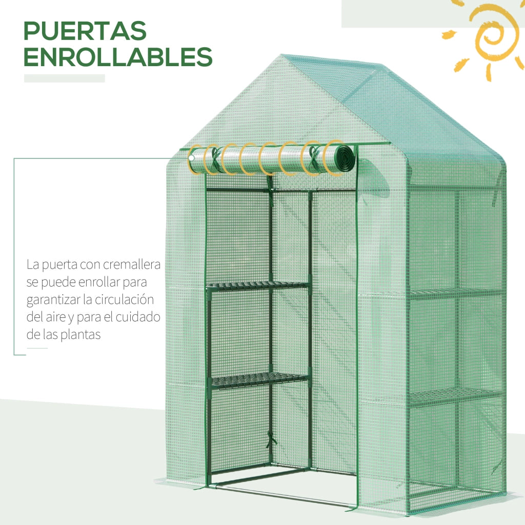 Serra da Giardino ¨C Xylo ¨C 141x72x191 cm Verde con 4 Ripiani Acciaio PE 140g/m2