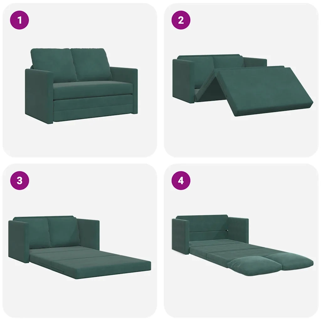 Divano letto | Sof¨¤ letto | Letto singolo da Terra 2 in 1 Verde Scuro 122x204x55 cm Velluto