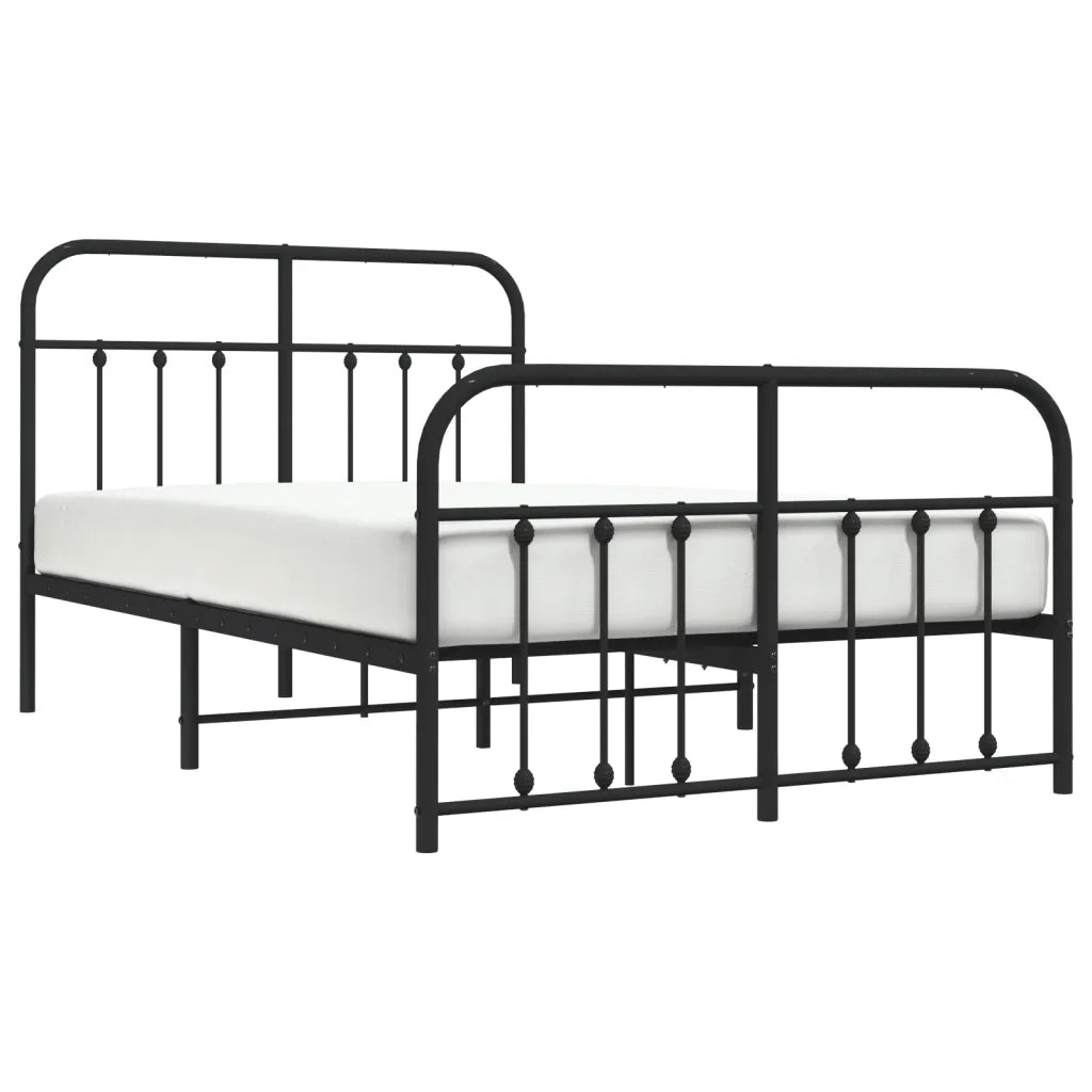 Letto matrimoniale | Letto per adulti | Giroletto con Testiera e Pediera Metallo Nero 120x200 cm
