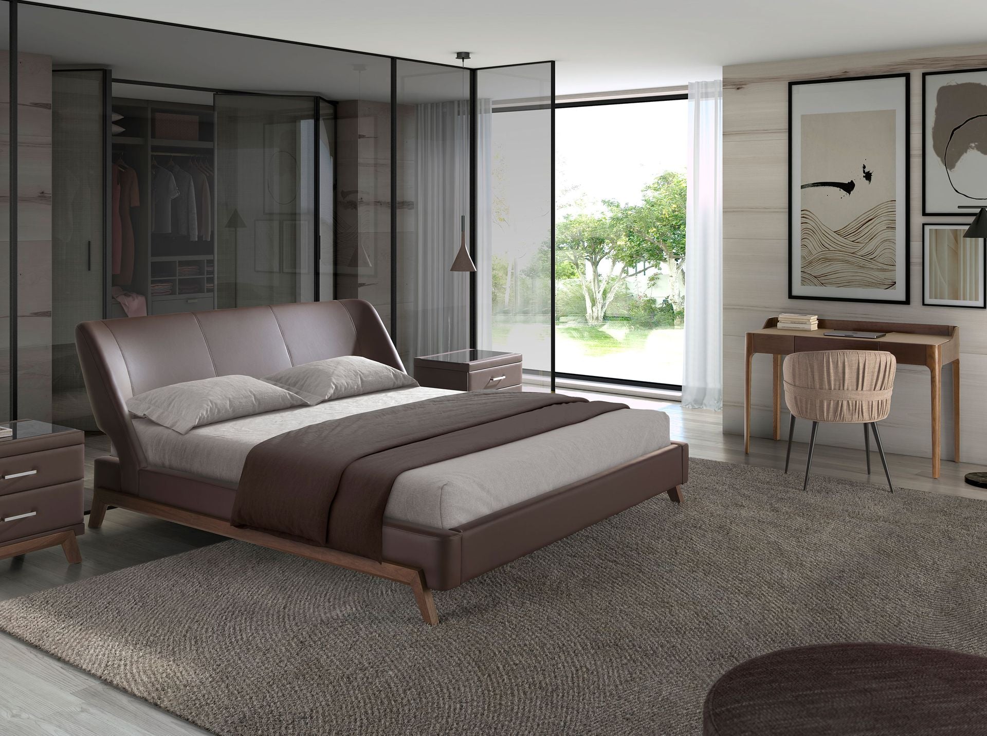 Sedia in tessuto marrone