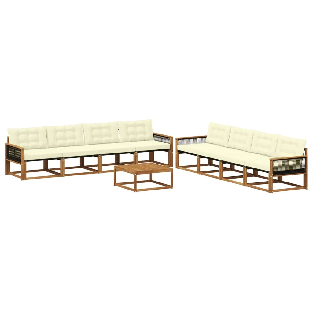Set di divani da esterno con cuscino 9 pcs Naturale e Crema