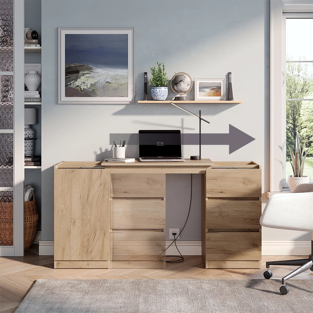 Cassettiera con funzione scrivania Varino Rovere dorato 80 x 75.5 cm estensibile Vicco