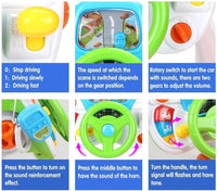 Volante Giocattolo Bambini con Pedali e Sgabello Gioco Prima Infanzia Luci Suoni