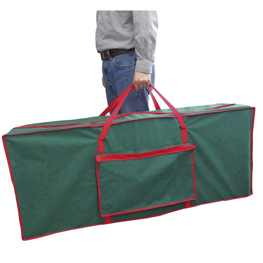 Custodia Sacco Porta Albero di Natale in Tessuto Verde con Tasca 125 x 30 x 50cm