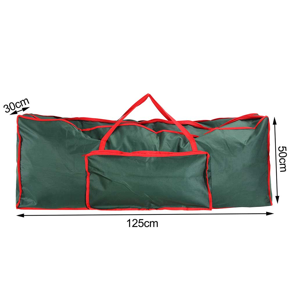 Custodia Sacco Porta Albero di Natale in Tessuto Verde con Tasca 125 x 30 x 50cm