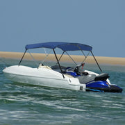 Bimini di Prua con Tendalino a 3 Archi-Tenda da Sole per Bimini di Prua Blu 183x180x137 cm