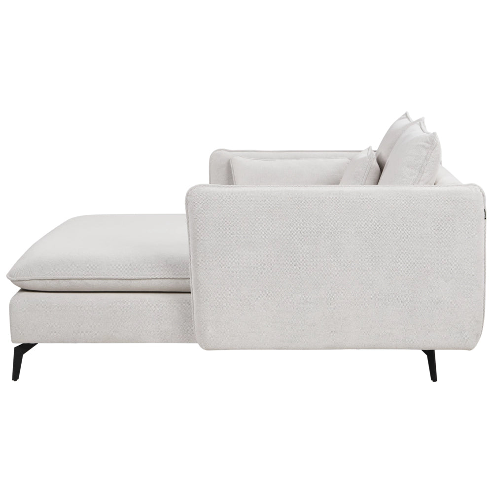 Chaise Lounge Beige Chiaro Poliestere Tessuto Imbottito Braccioli Cuscino Schienale Design Moderno Soggiorno Simmetrico