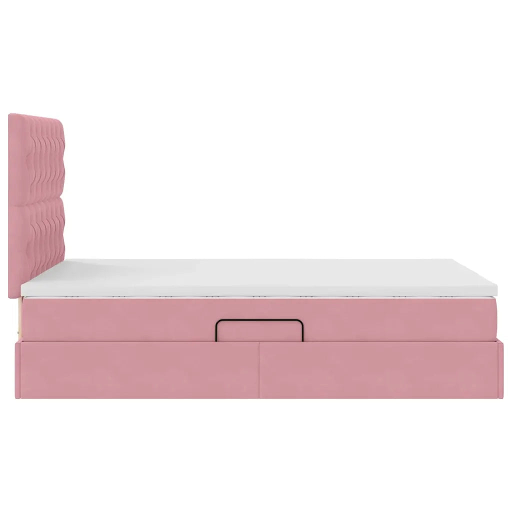 Letto con contenitore e materasso Rosa 120 x 200 cm Velluto