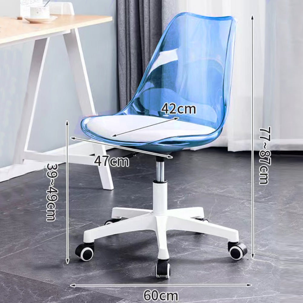 Sedia da Scrivania con ruote e Schienale trasparente Blu Poltrona da Ufficio
