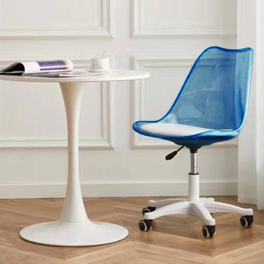 Sedia da Scrivania con ruote e Schienale trasparente Blu Poltrona da Ufficio