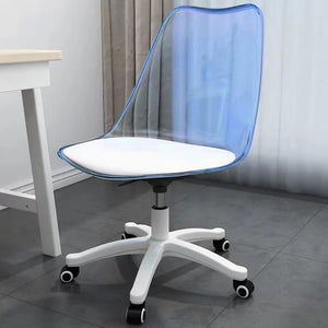 Sedia da Scrivania con ruote e Schienale trasparente Blu Poltrona da Ufficio