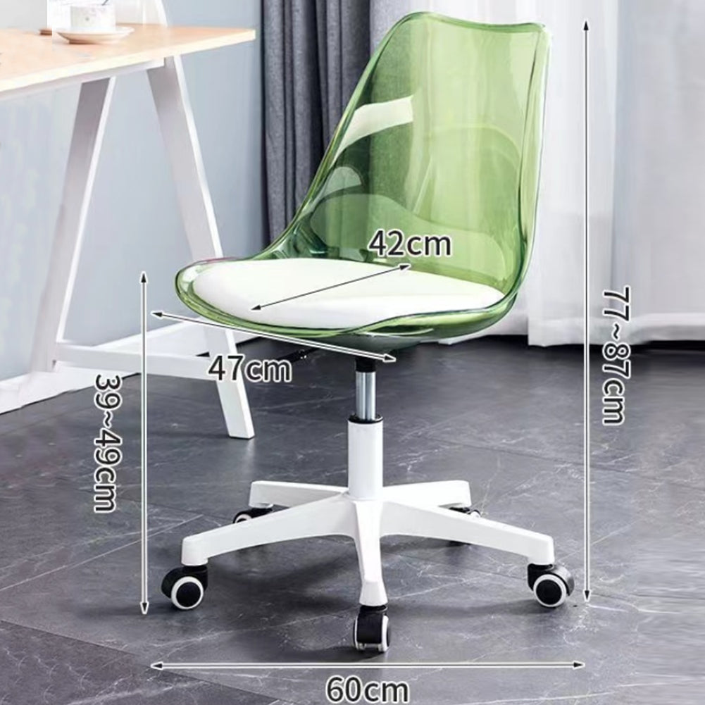 Sedia da Scrivania con ruote e Schienale trasparente Verde Poltrona da Ufficio