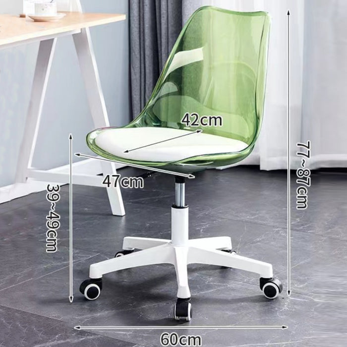 Sedia da Scrivania con ruote e Schienale trasparente Verde Poltrona da Ufficio