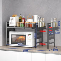 Scaffale Porta Microonde Allungabile Mensola Cucina con Porta Utensili e Spezie