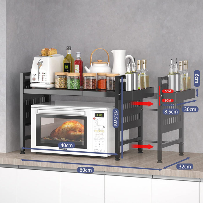Scaffale Porta Microonde Allungabile Mensola Cucina con Porta Utensili e Spezie