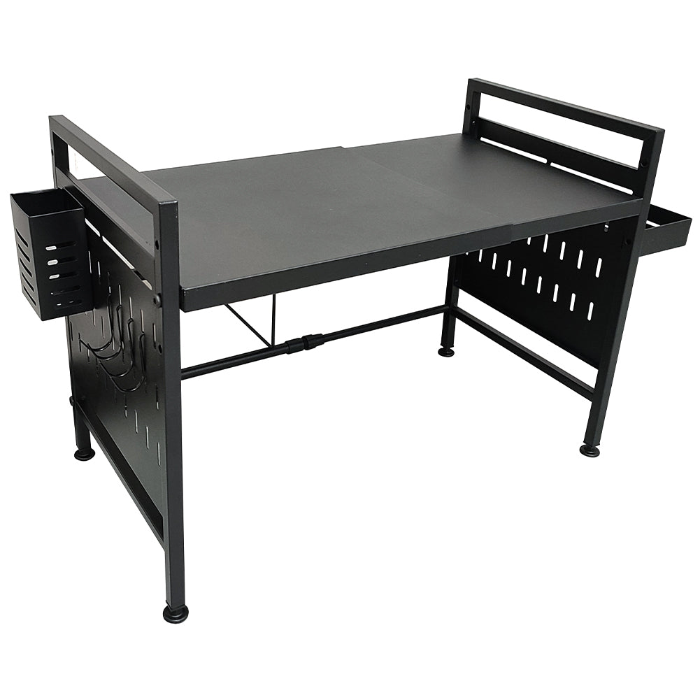 Scaffale Porta Microonde Allungabile Mensola Cucina con Porta Utensili e Spezie