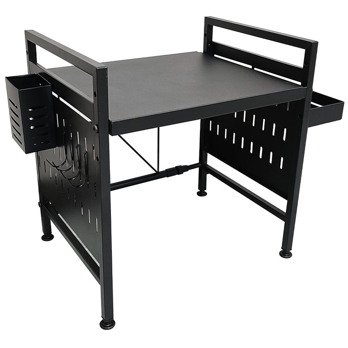 Scaffale Porta Microonde Allungabile Mensola Cucina con Porta Utensili e Spezie