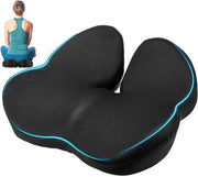 Cuscino Sedile Ergonomico Ortopedico per il Tronco Coccigeo in Nero - Ideale per Lunghe Sedi in Sedia Ufficio, Sedia da Gioco o Sedia a Ruote