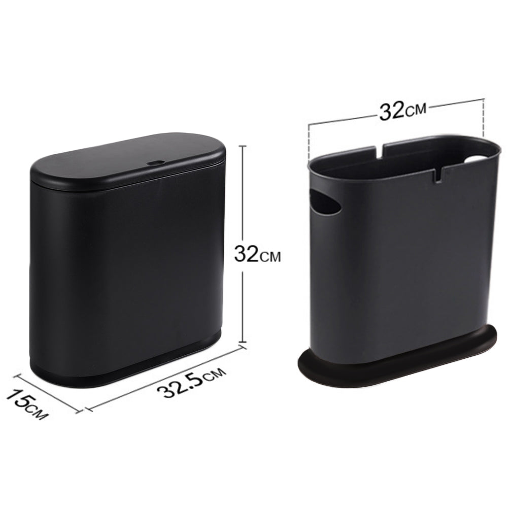 Pattumiera da Bagno in Poliuretano Nero Capacità 9 Litri Salvaspazio Antiodore