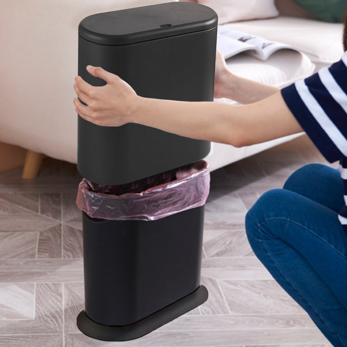 Pattumiera da Bagno in Poliuretano Nero Capacità 9 Litri Salvaspazio Antiodore
