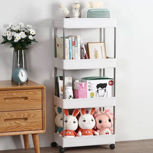 Carrello Carrellino Multiuso Mobile Spazi Stretti Portaoggetti 4 Ripiani Bianco